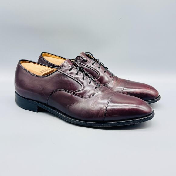 Johnston & Murphy Shoes Mens 11 Brown Leather Cap Toe Oxford Lace Up Dress